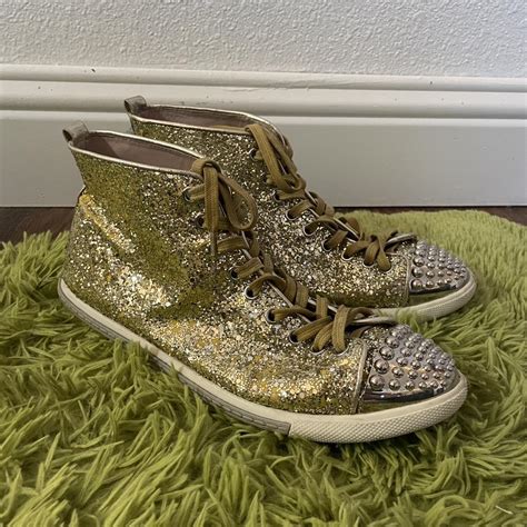 miu miu sneaker weiß gold|miu mi u shoes.